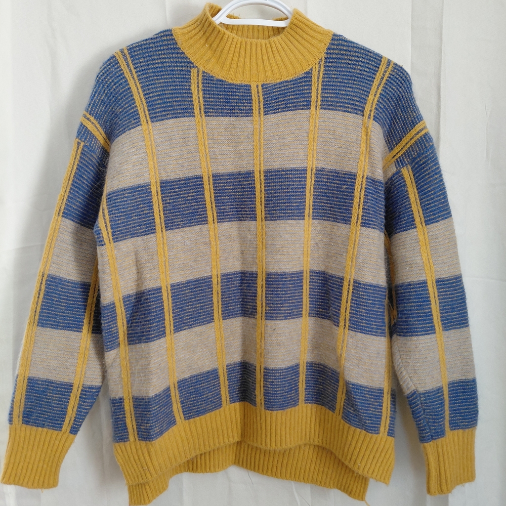 Striped Blue and Yellow Women's Sweater